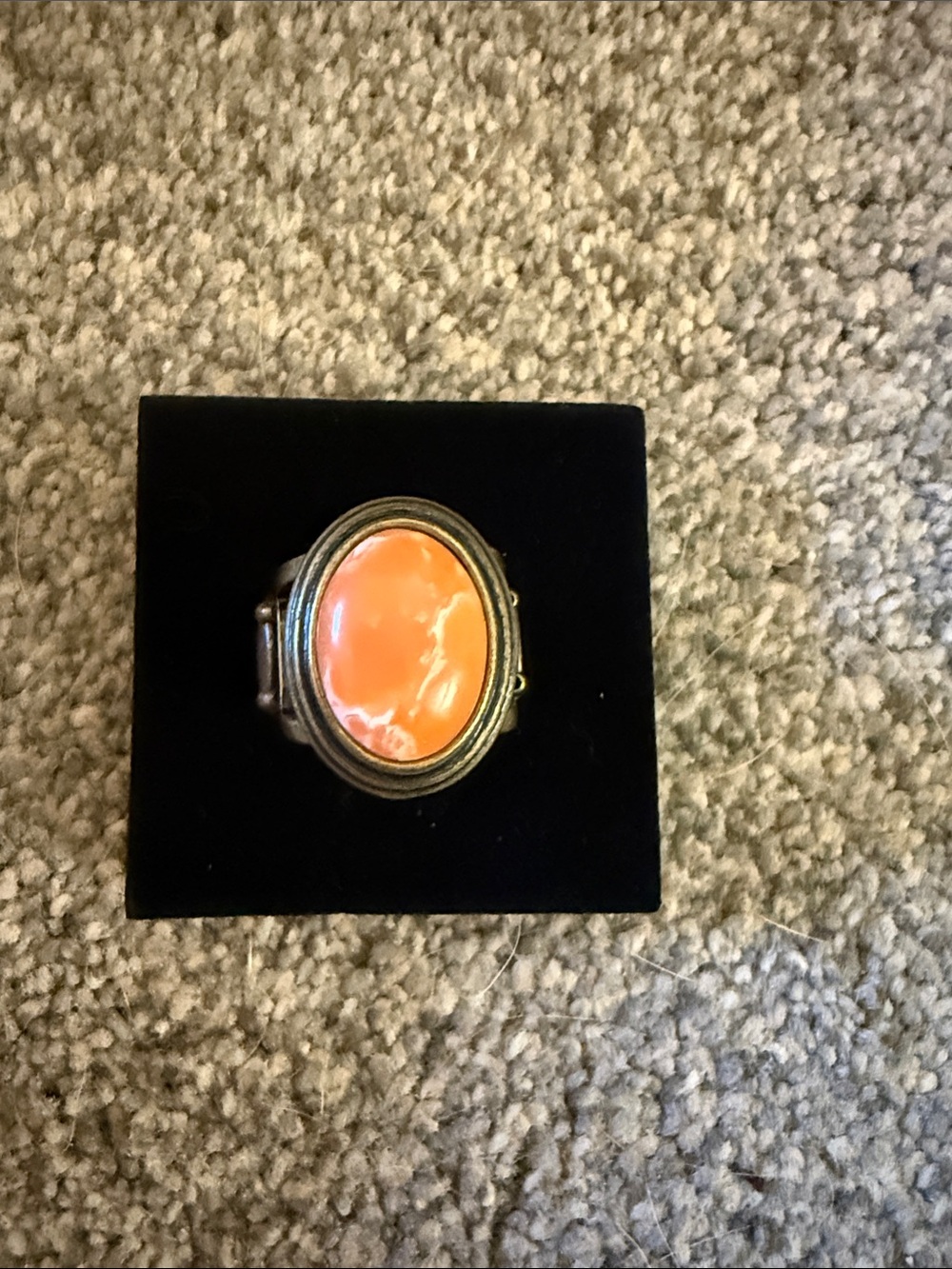 Vintage-Style Orange Stone Statement Ring